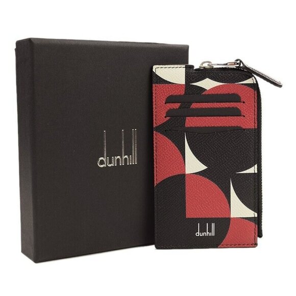 DUNHILL Red Cadogan OPTICAL Zip Credit Card Case Wallet 6CC NEW
